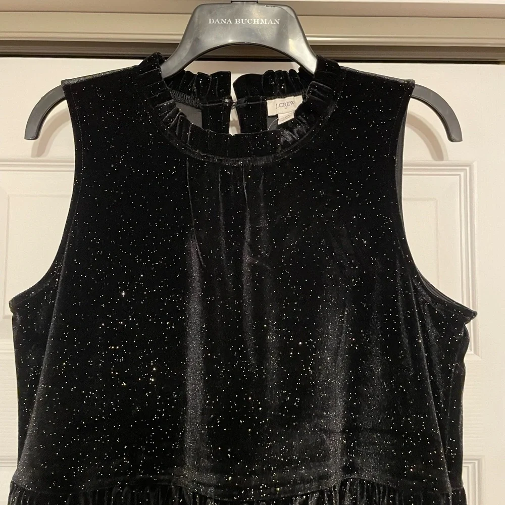 Brand New J. Crew Black Shimmering Velvet Midi Dress - Size 10